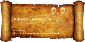 Dukesz Demetria névjegykártya